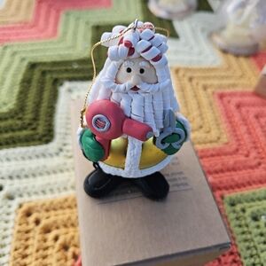 Vintage Hand-Made Polymer Clay Santa Claus HAIR STYLIST Ornament Christmas Avon